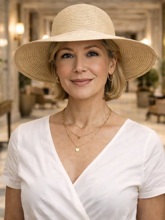 Old Navy Wide Brim Straw Hat – Neutral Summer Sun Hat | Classic Resort Style main image 3